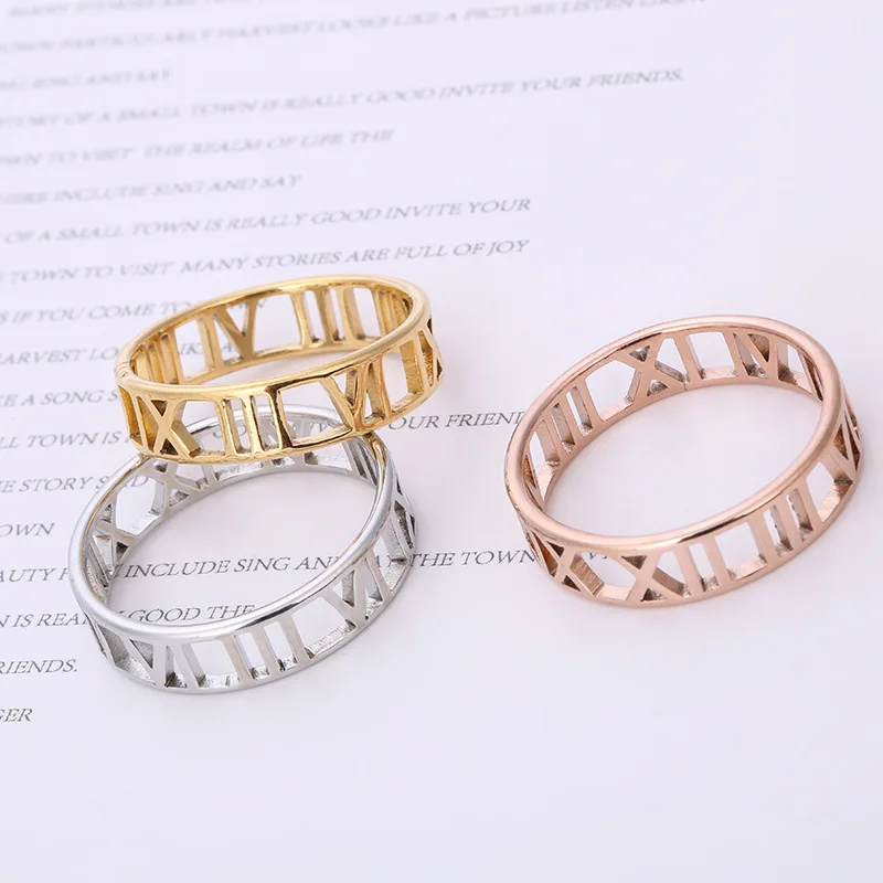 Fashion Minimalist Laser‑Cut Roman Numeral Ring, Finger Jewellery