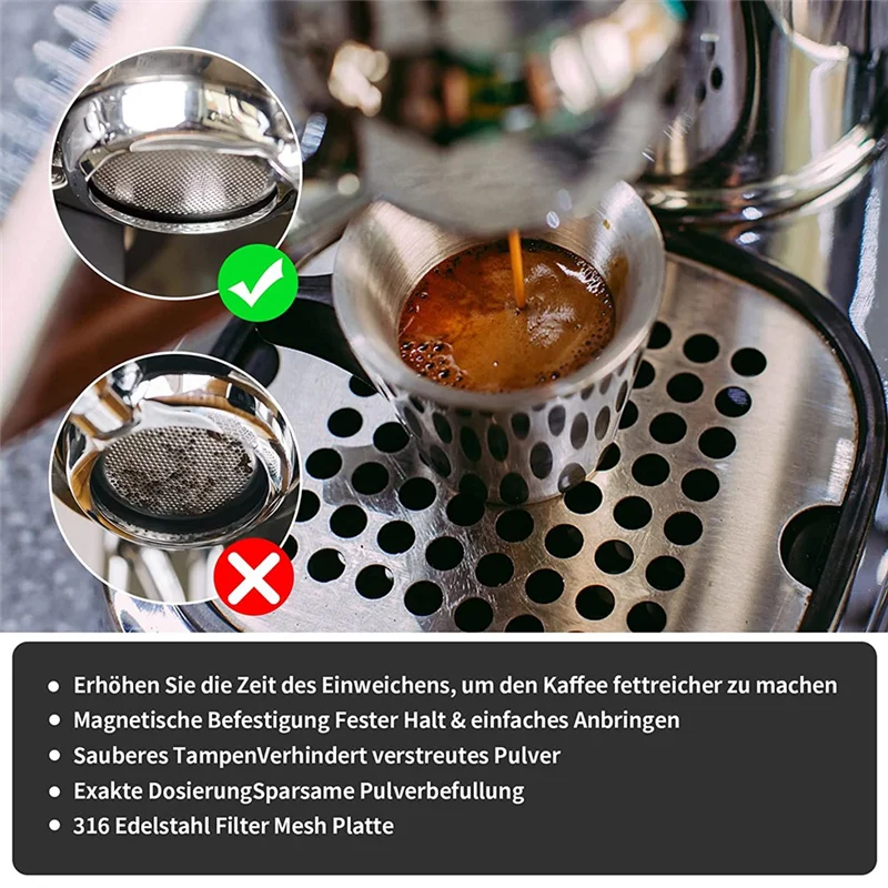 A61T-51mm Coffee Dosing Ring, Aluminum Coffee Dosing Ring with Puck Screen, Stainless Steel Espresso Sieve for Portafilter