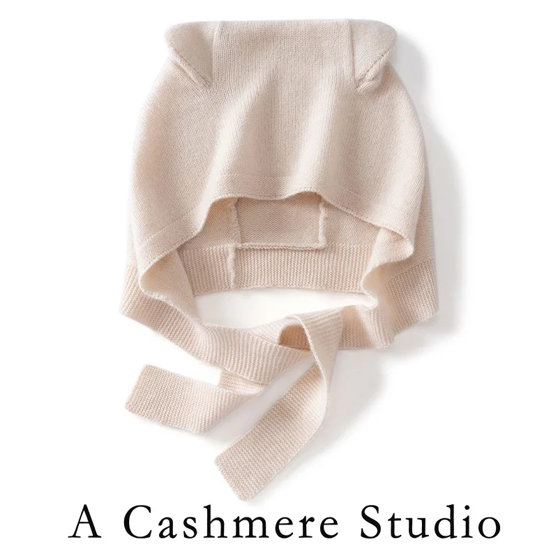 

ADDONEE 100% Cashmere Cap For Kids Autumn Winter Soft Comfy Bear Design Cashmere Knit Caps Boys Girls Hat