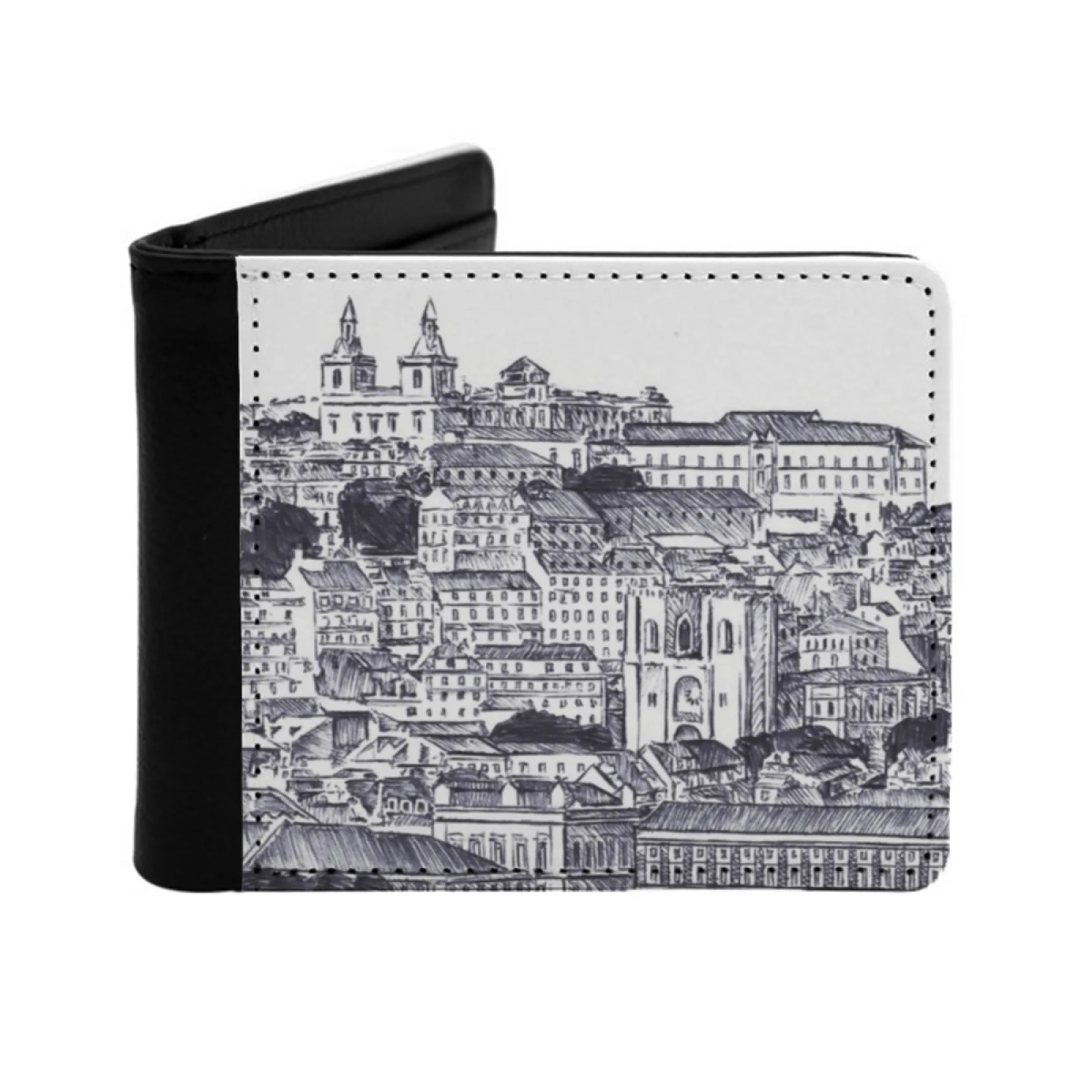 Lisbon Portugal Sketch Men Wallets Card Man Wallet Short Purse Bi-Fold Personalized Purses Lisbon Lisbon Portugal Portugal