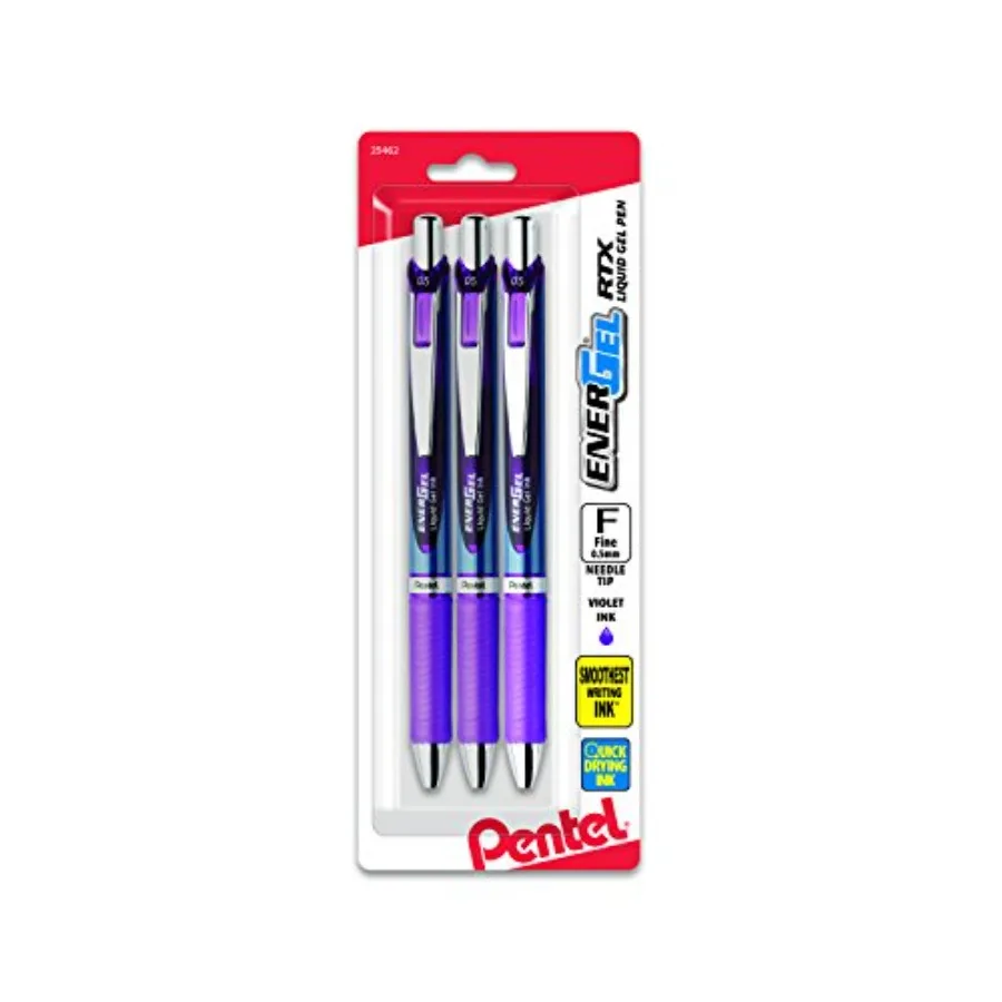 

EnerGel RTX Retractable Liquid Gel Pen 0.5mm,Fine Line, Needle Tip, Ink, Pack of 3 (BLN75BP3V