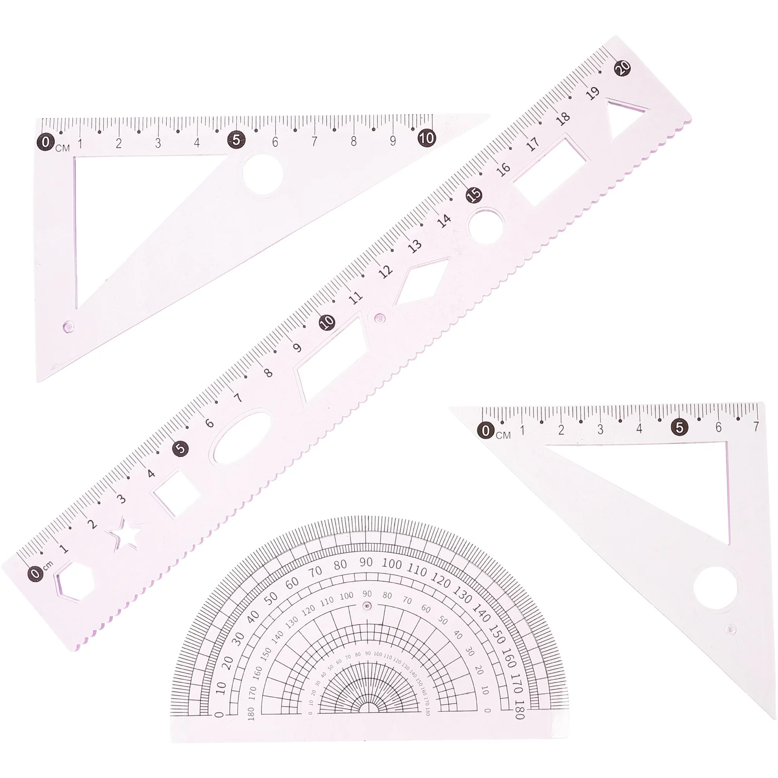 

3 Sets 20cm Pink Large Drafting Ruler Students Tool Set Triangle Protractor Scale Measuring Rulers Office Supply School