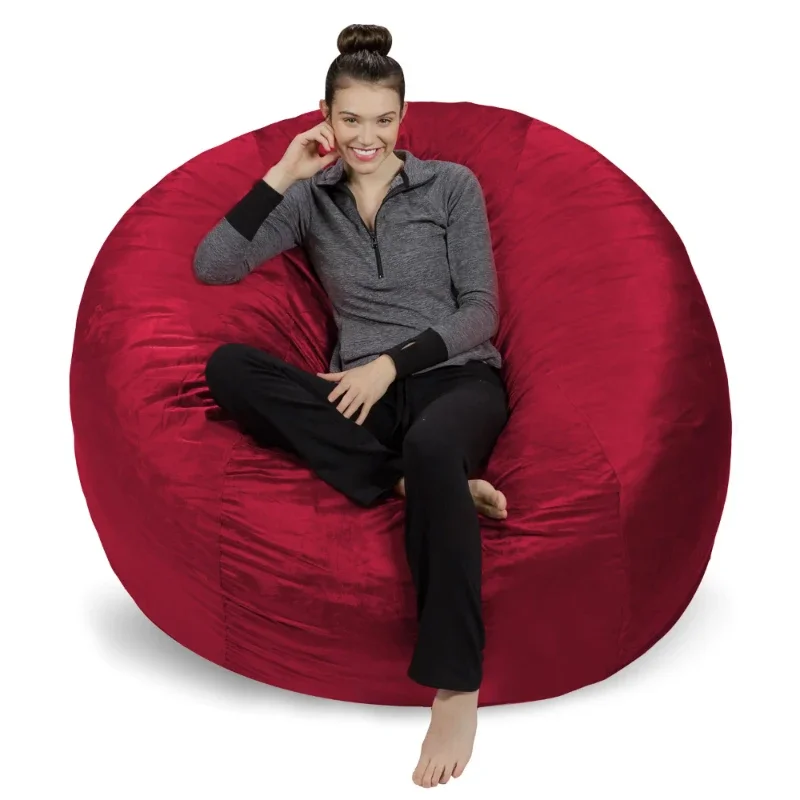 Sofa Giant 6 Ft Microsuede Bean Bag Cinnabar  Tatami Chair Chairs for Bedroom Living Room Furniture Big Round Soft Fluffy Faux