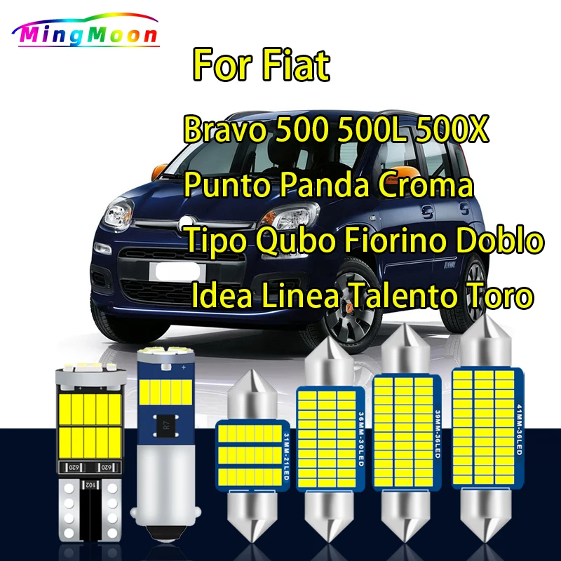 Kit de iluminação LED interior para Fiat Bravo, Toro, 500, 500L, 500X, Punto, Panda, Croma, Tipo, Qubo, Fiorino, Doblo, Idea, Linea, Talento