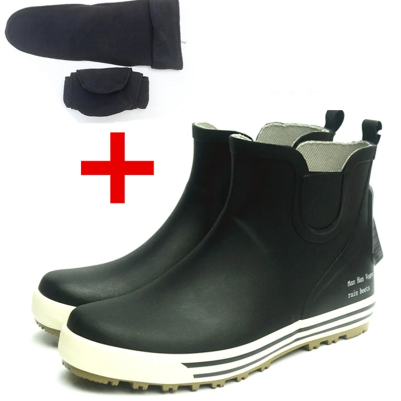 Botas de lluvia de goma impermeables para hombre, botas reflectantes de tubo bajo y corto para pesca, botas de seguridad nocturna