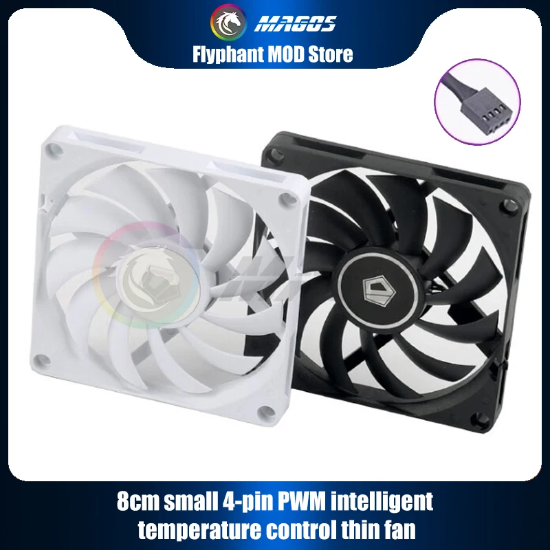 Computer 8010 8cm Thin Fan Small 4-Pin PWM Intelligent Temperature Control 8cm 80x80x10mm Chassis Cooling Fan