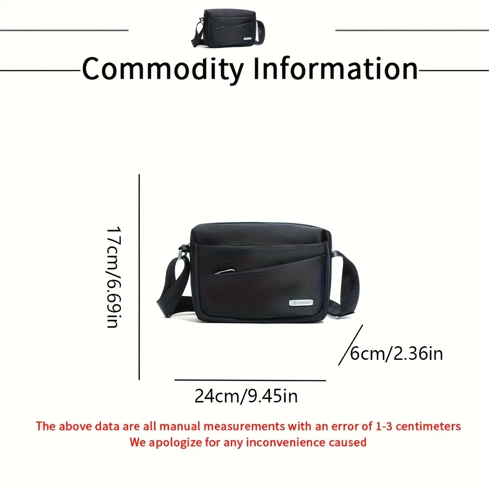 1Pcs Outdoor Travel Crossbody Bag, Day Trip Shoulder Bag, Multi-Compartment Large Capacity Shoulder Messenger Bag, Adjustable Shoulder Strap Anti-Theft Zipper Bag