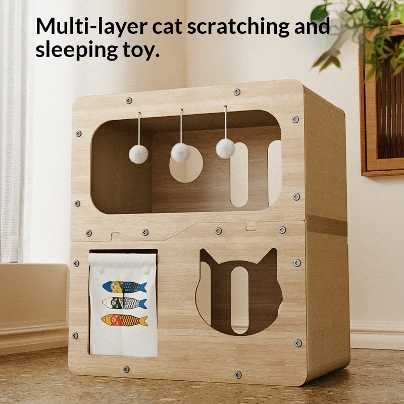 Rascador vertical para gatos todo en uno: cama, casa y escalada