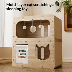 Rascador vertical para gatos todo en uno: cama, casa y escalada