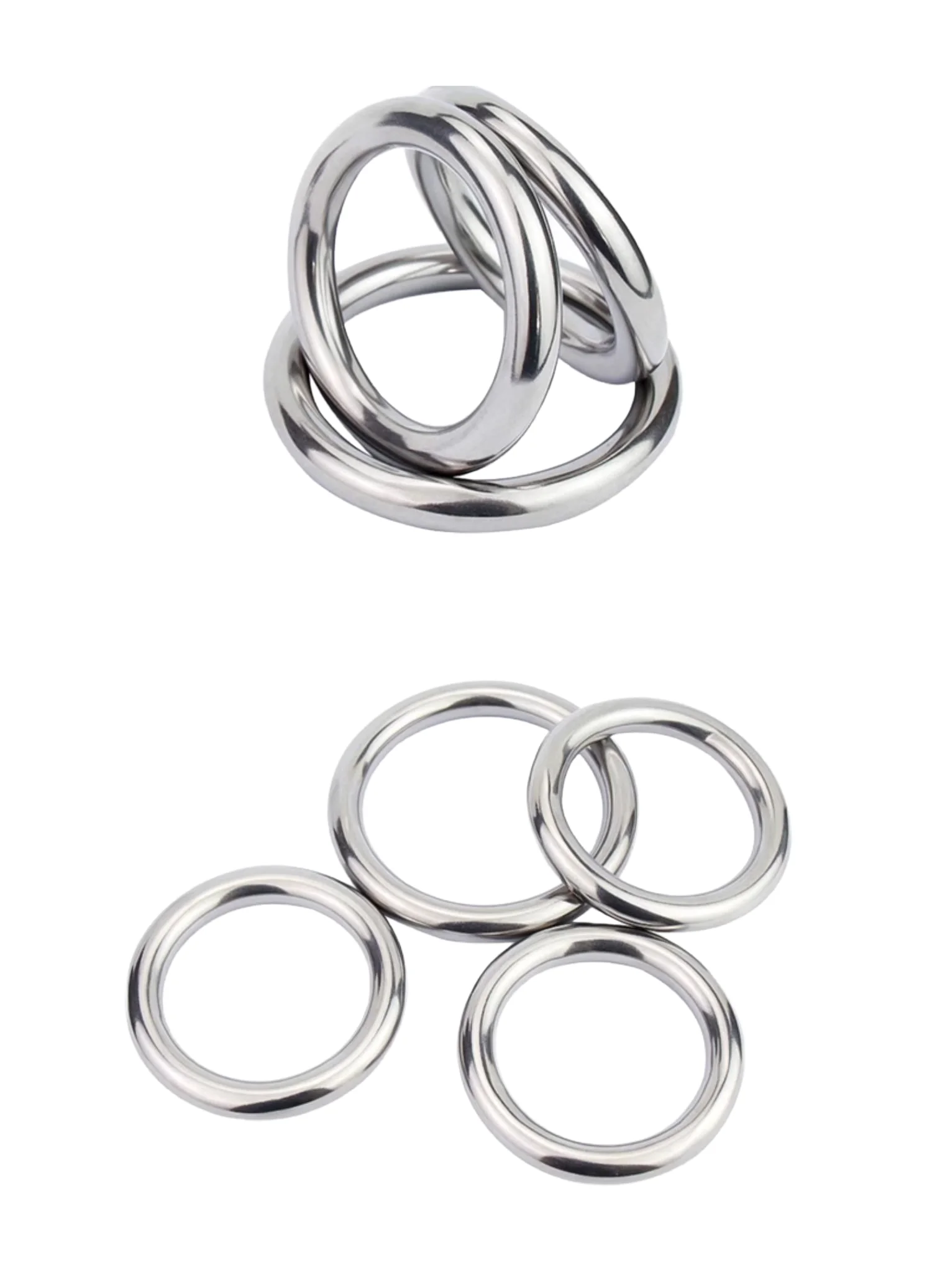 2IN Nahtloser O-Ring aus Edelstahl 304, 45 Stück Metallringe, solide, robuste Mehrzweck-O-Ring aus Metall für Makramee-Hunde, Leashe-Tasche – Detail 2