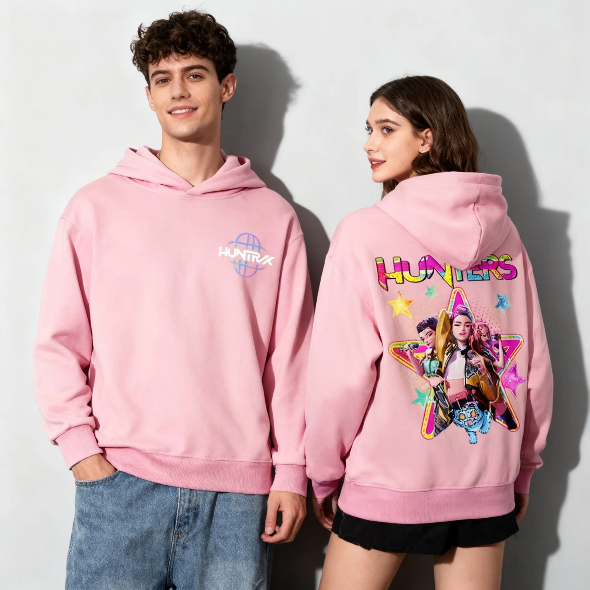 

Осенне-зимние толстовки KPOP Witch Hunting Team Газа Мужская команда Sweet Cool Street Lazy Style Oversized Женщины Взрослые Дети