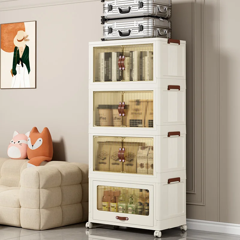 

With wheels and lid - Spacious double opening 2/3 tier storage box, foldable storage box for clothes, snacks, toys, books and of