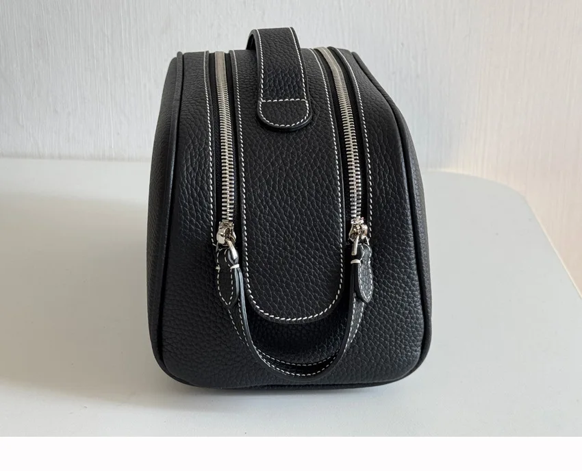 Erstklassige Kosmetiktasche aus Rindsleder für Damen, Hochwertige Tragbare Reise-Kosmetiktasche mit Großer Kapazität, Weiche Luxus-Toilettentasche – Detail 28