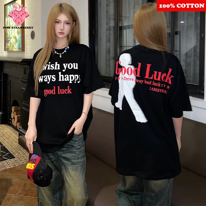 

ins Korean Style Short sleeve T-shirt Women's Summer 2025 New Fashion Letter Print T-shirt Loose Casual Y2k Top Female Clothing