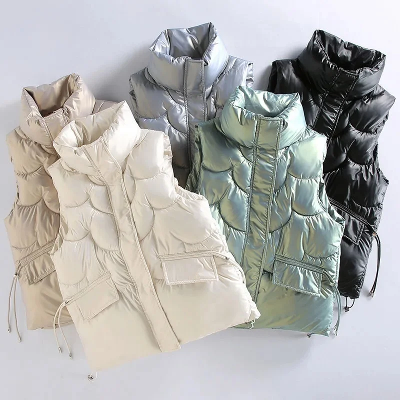 

Новинка 2023 года, женские зимние жилеты, пальто без рукавов с хлопковой подкладкой, женский водонепроницаемый жилет, студенческий короткий жилет, куртка Chaleco Mujer