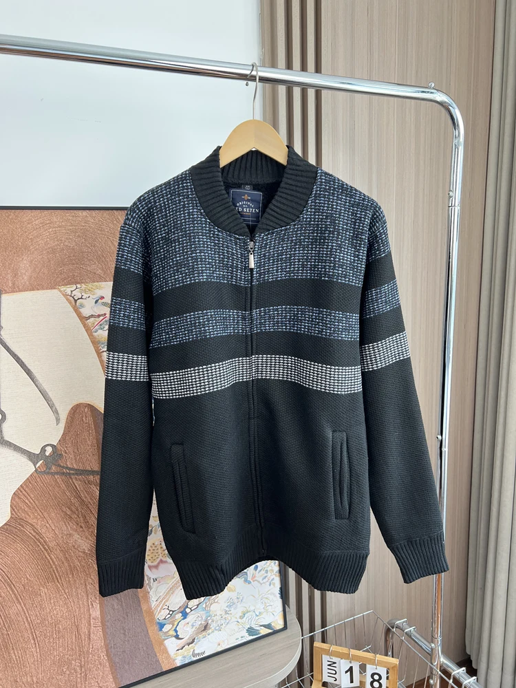 

Warm Fce Lined Knitted Cardigan Thi Soft Men's Autumn Winter Faion Casual Sle Zipper Closure Long Sve Sweater Jaet