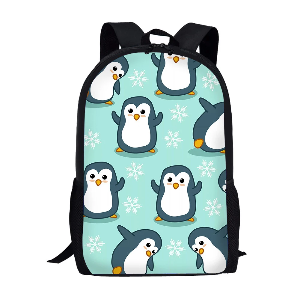 Kawaii Cartoon Penguin Printing School Bags for Teenagers Boys Girls Bookbag Kids School 16 Inch Backpacks Student Campus Bags