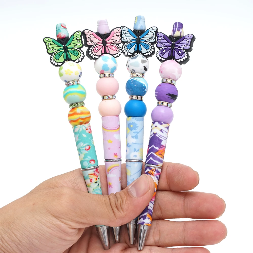 10pcs New Silicone Focal Teething Cartoon Butterfly Beads  For Baby Girl Jewellery Making Diy Accessories