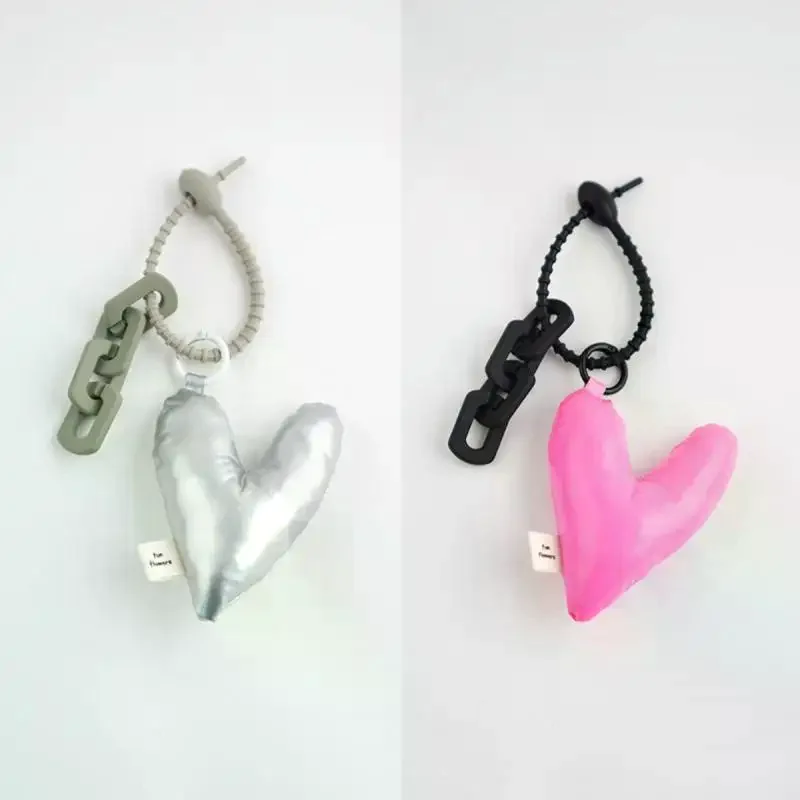 Simple Cotton Filled Heart-shaped Pendant Key Lanyard Cute Love Heart Confession Keychain Women Niche Design Bag Bag Accessories