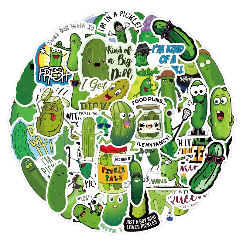 60pcs Cartoon Cucumber Graffiti Stickers Water Cup Suitcase Laptop Mobile Phone Car Skateboard Refrigerator Decorative Stickers