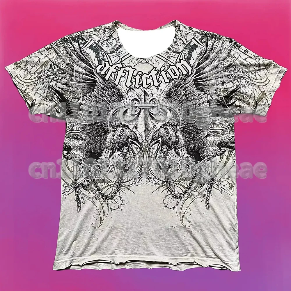 

Men T-shirts Y2K Affliction Retro Women T-shirt Style Streetwear Tee Gothic Skull Cross Print Trendy Graphic Kid T-shirts