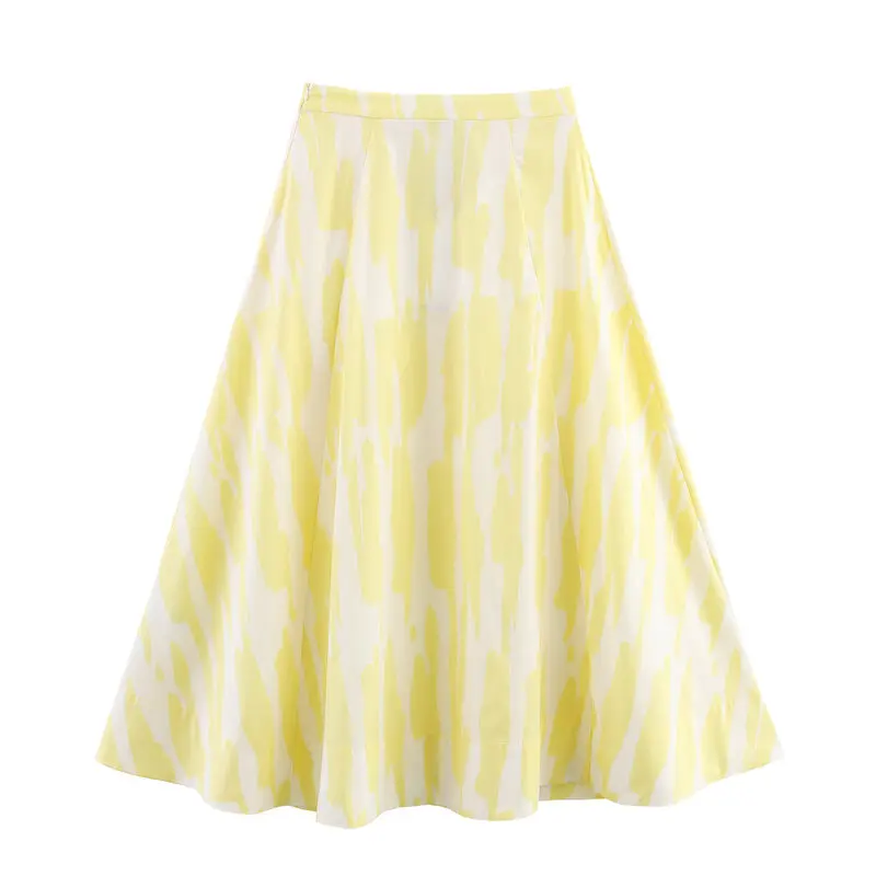 

New Summer 2025 High Waist Cotton Weave Midi Skirt Women's Faion Commute Sle Loose Fit Floral Print A-Line f Body Skirt