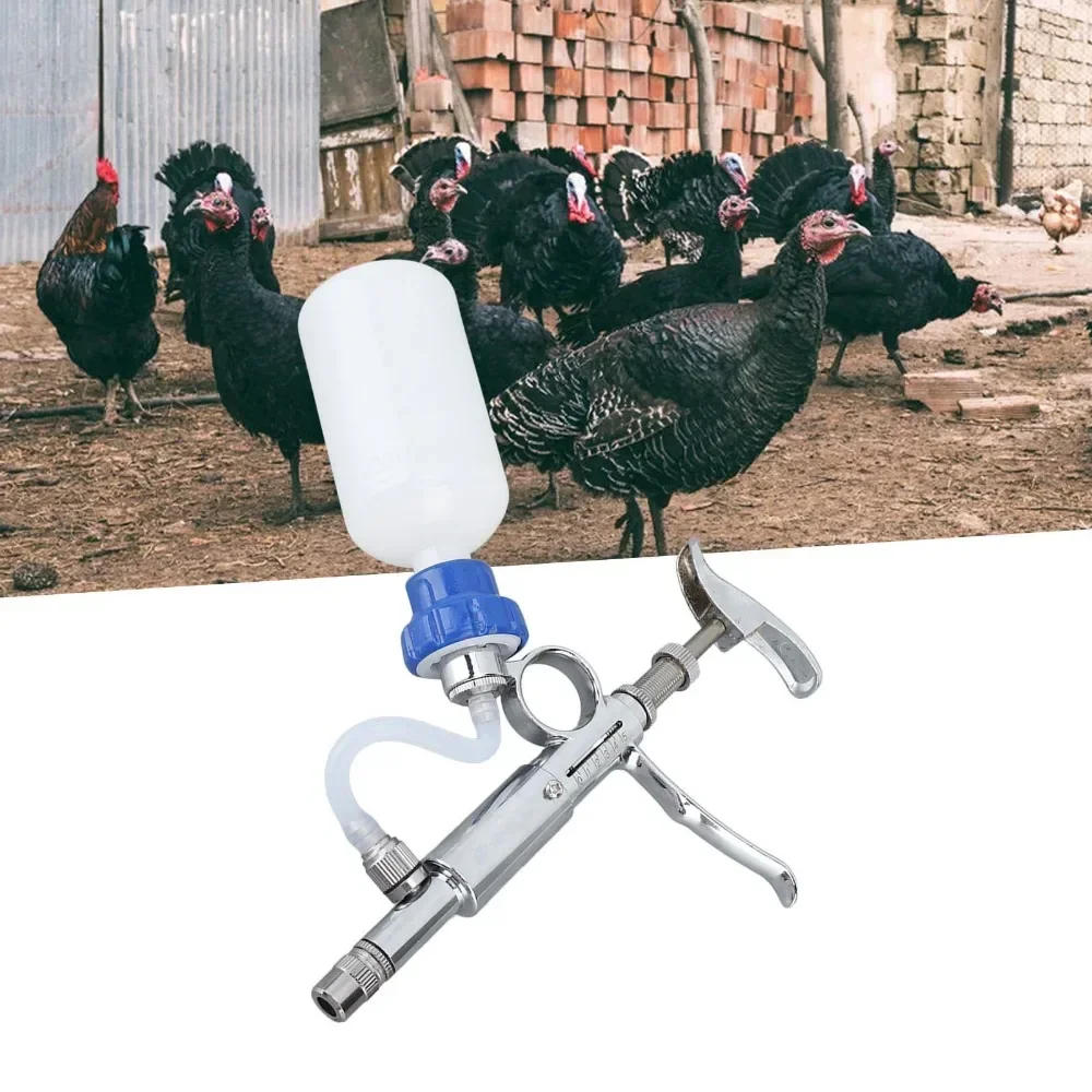 0-5ML Bottle Insert Animal Adjustable Continuous Injection Vaccine Syringe Injector Chicken Pig Cattle Sheep Injection Gun