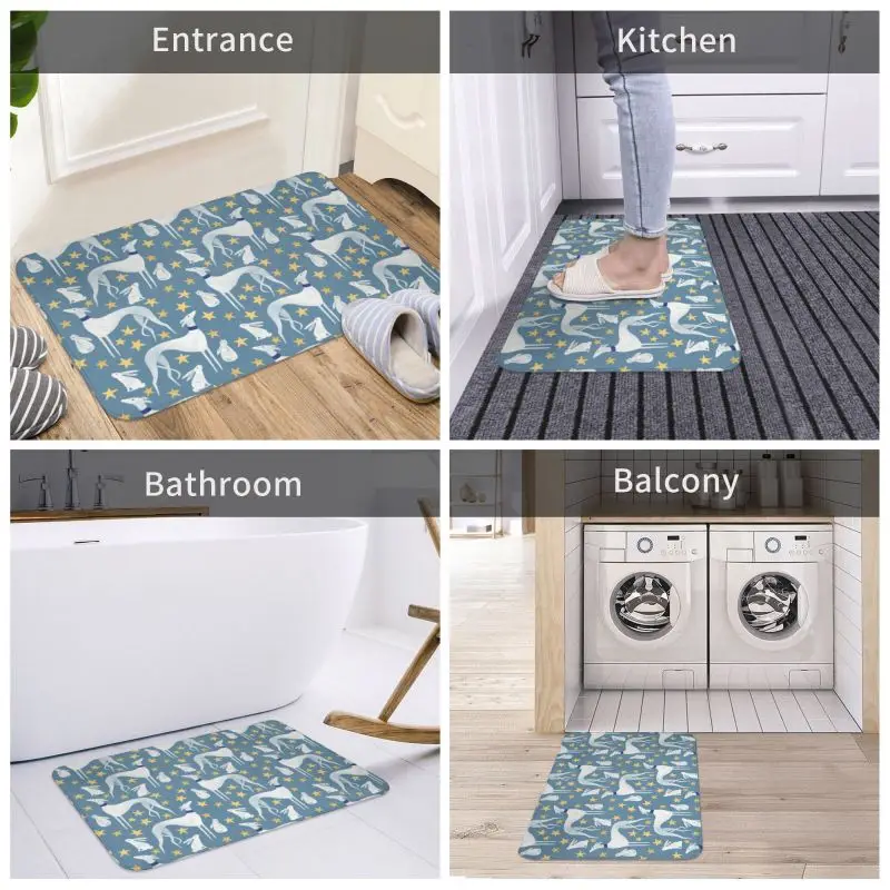 Galgo Greyhound Whippet Dog Floor Door Bathroom Kitchen Mat Anti-Slip Indoor  Doormat Garage Entrance Rug Toilet Footpad Carpet