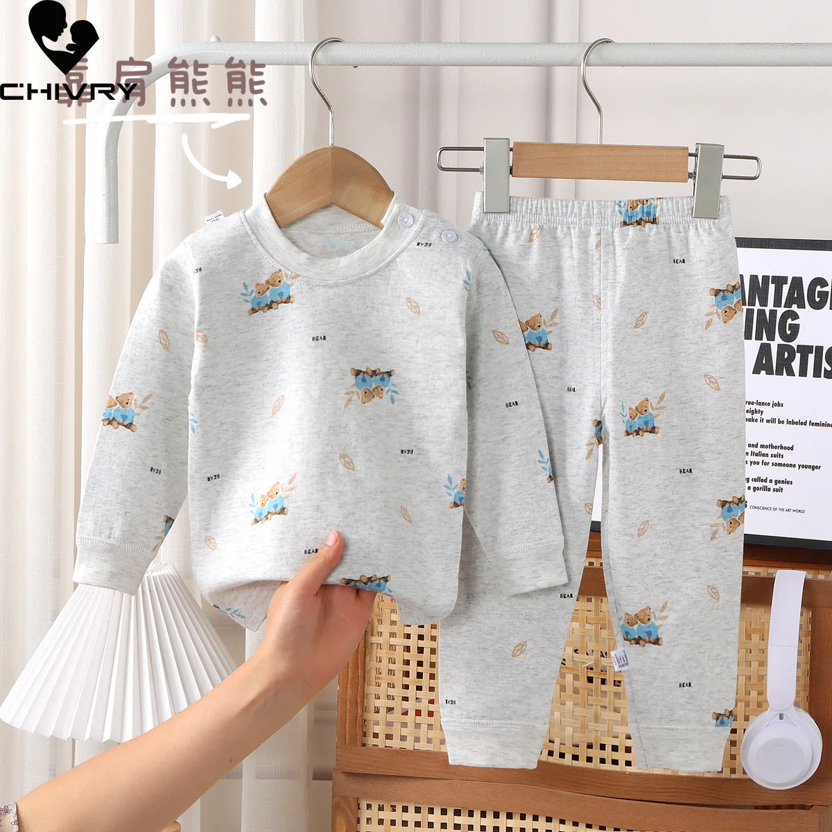 2023 neue Kinder Jungen Mädchen Pyjamas setzt niedlichen Cartoon-Druck Langarm T-Shirt Tops mit Hosen Baby Herbst Winter Schlaf kleidung