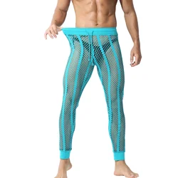 Men Sexy Mesh Tights Running Sport Casual Legging Long Pant Fitness Men Skinny Leggings Homewear See Through Pajama Pants Romper