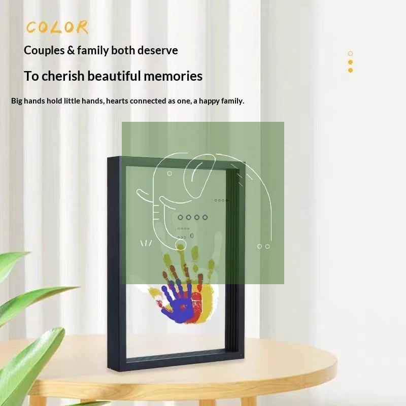 Photo Frame Family Handprint DIY Wooden Kit With 6 Paints Pen Eraser Brush Keepsake