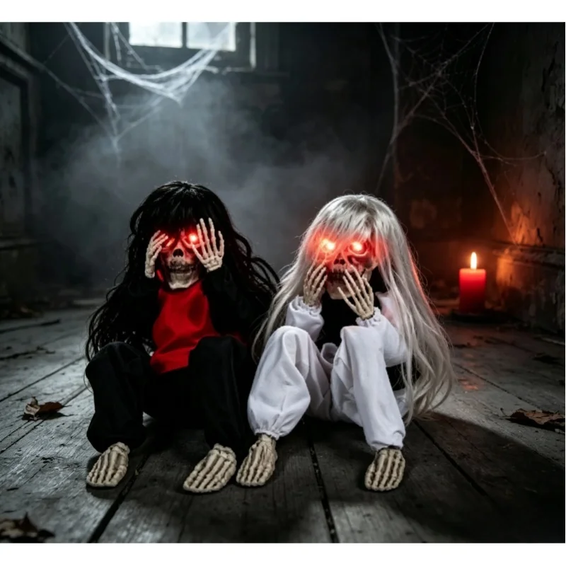 2026 Halloween Neuheit: Weinender Totenkopf Figur, Horror-Requisite, Kürbislicht, Hängender Geist, Dekoratives Spielzeug für Festivalszenen & Heimdekoration