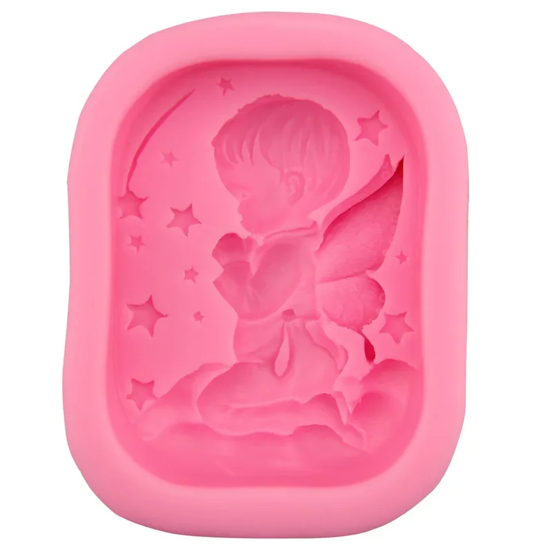 DIY Baking Tool 3D Little Angel Boy Wish Prayer Silicone Sugar Cake Chocolate Mold