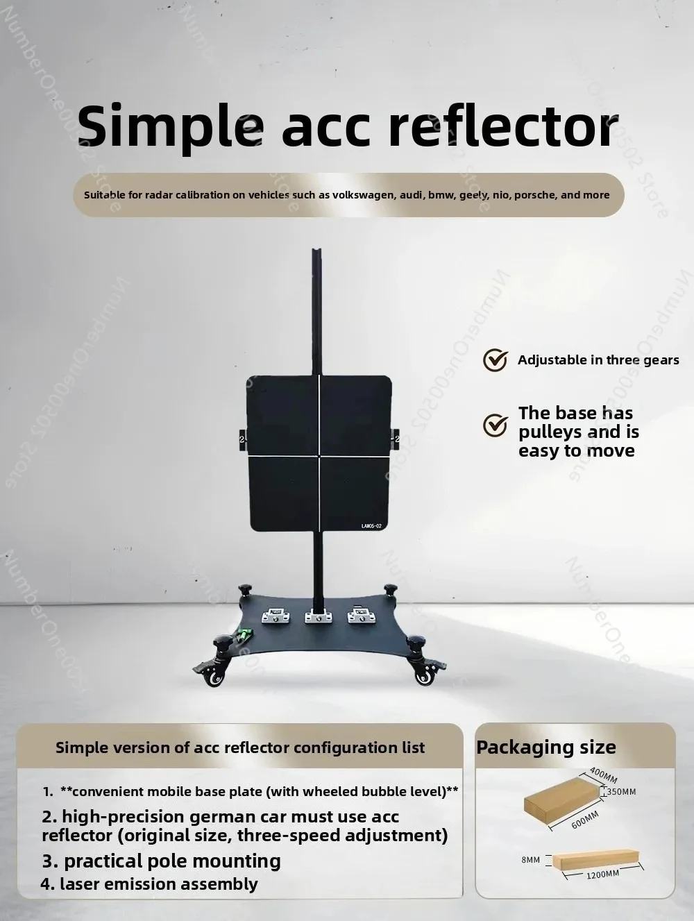 ADAS Calibration Tool  with ACC Radar Reflector Calibration Board  for VW, Audi, BMW, Geely, Nio, Nissan, Porsche  German Cars