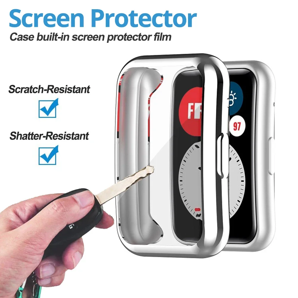 1-pack siliconen hoesje voor Huawei Watch Fit Screen Protector Film TPU-hoesjes voor Huawei Fit Nieuwe beschermende bumperaccessoires