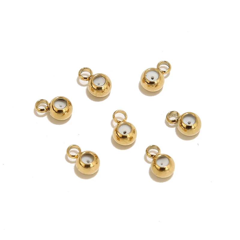 

20pcs Stainless Steel Barrel Hanger Links Gold Bail Bead Connector with Charm Loop 4mm Insert Rubber Stopper for Earring Neckla