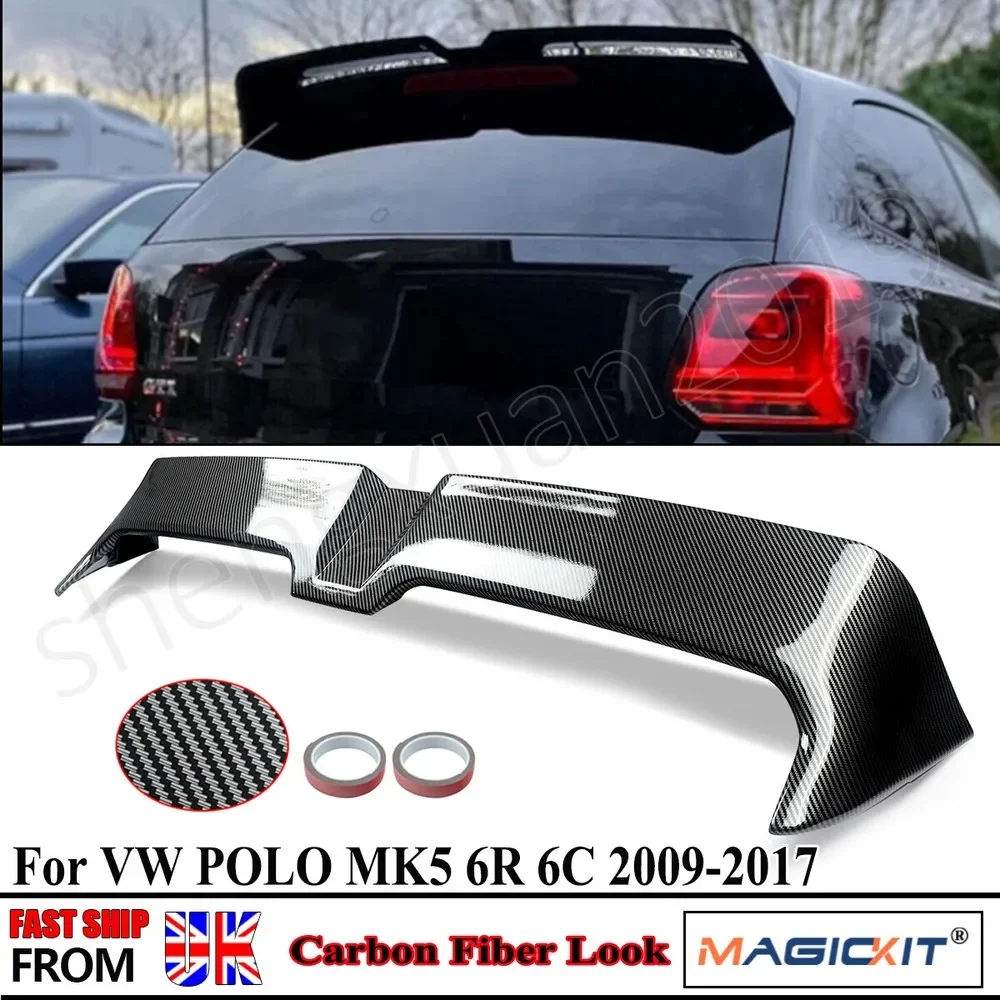 

Car Rear Roof Lip Wing FOR VW POLO MK5 6R 6C Petrol Hatch OTG STYLE CARBON LOOK REAR ROOF BOOT SPOILER LIP 2009-2017 Auto Parts