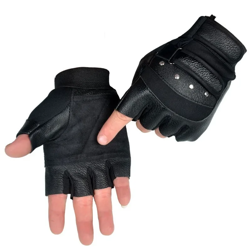 Мотоциклетные перчатки без пальцев для вождения, кожаные перчатки для спорта на открытом воздухе, перчатки с половиной пальца для мужчин и женщин, велосипедные, пешие прогулки, рыбалки, мотоперчатки