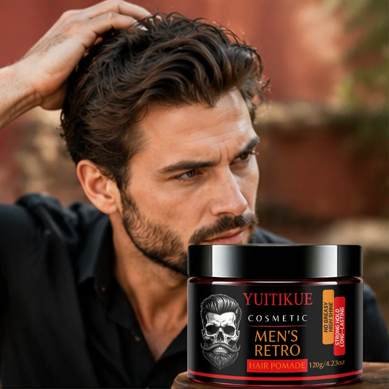YUITIKUE Men's Strong Hold Hair Pomade 120g Retro Shine Styling Paste Nourish Strengthen Hair Wind Resistant Daily Hair Care