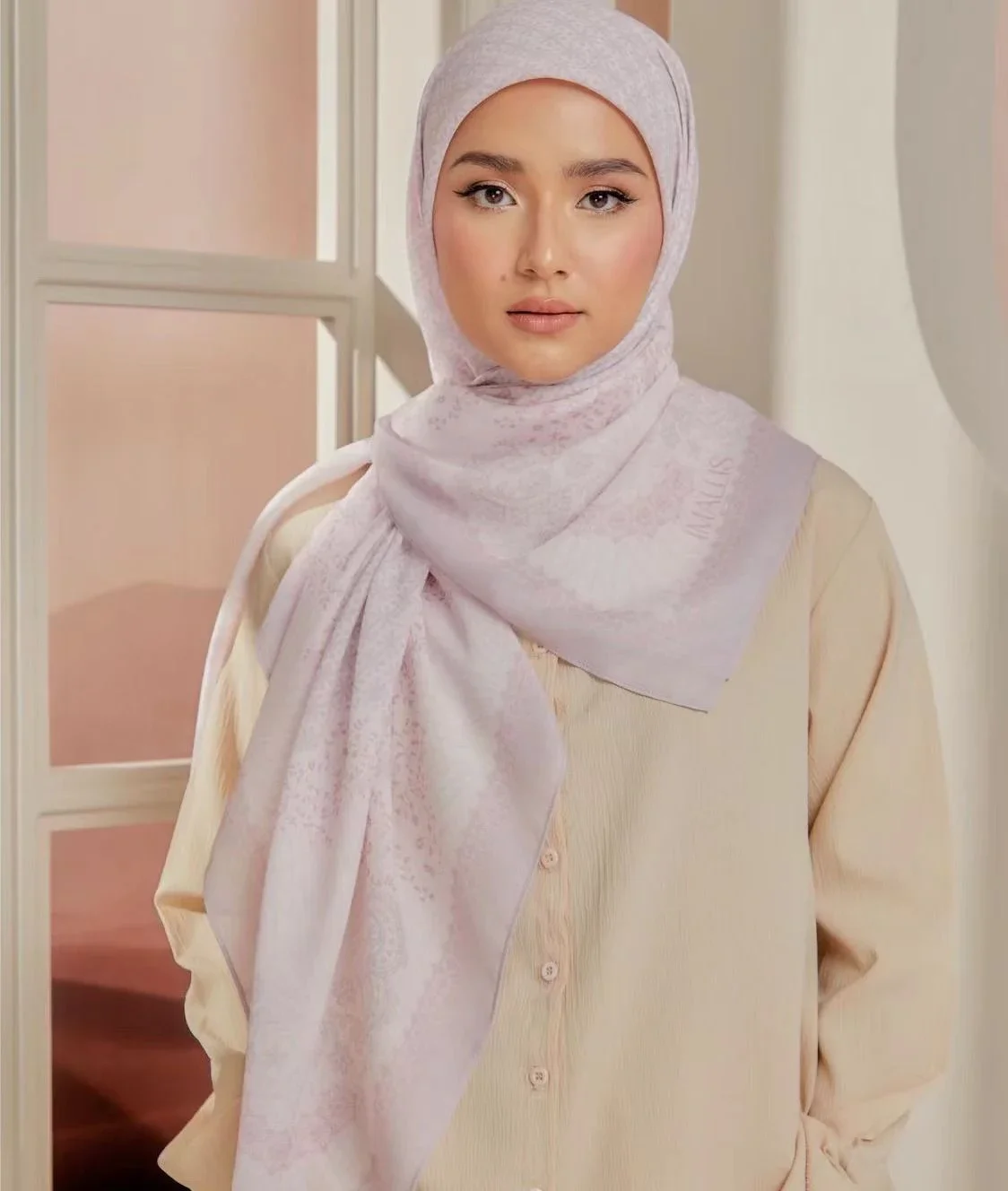 Jilbab Muslim syal katun dicetak Headcloth 110*110cm ikat kepala persegi besar Islami wanita jilbab syal selendang bungkus Turban