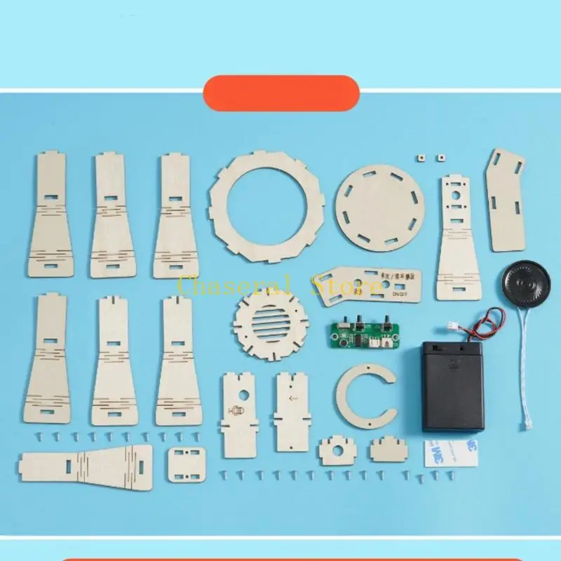 E7CE STEM Craft Project for Children with Adult Guidance, DIY Wooden Recording Speaker Set for Classroom Teaching Aid and Parent