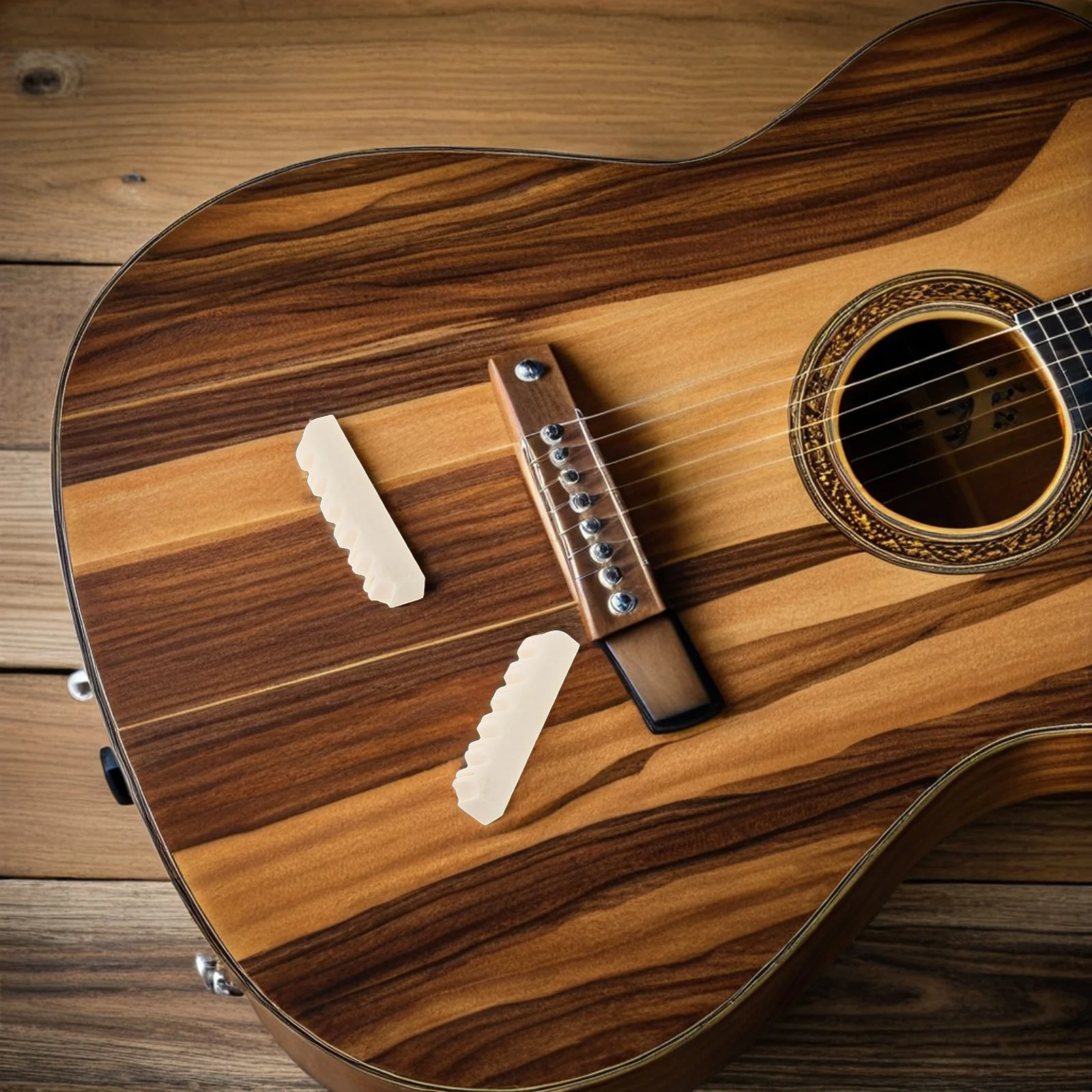 

2pcs Acoustic Guitar Nuts Bridges Bone Vintage Folk Guitar Neck Slot Replacement Parts For Instrument Upgrades