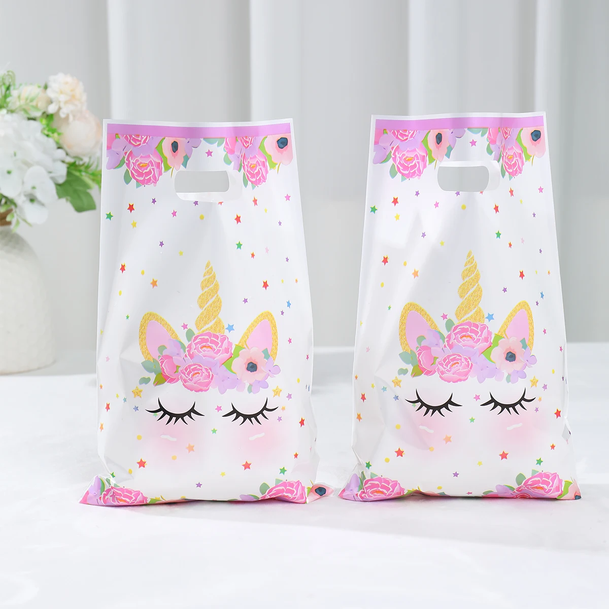 Unicorn Plastic Gift Bag Candy Bag Unicorn Happy Birthday Party Decor Kids Girl Birthday Party Supplies Favors Baby Shower Decor