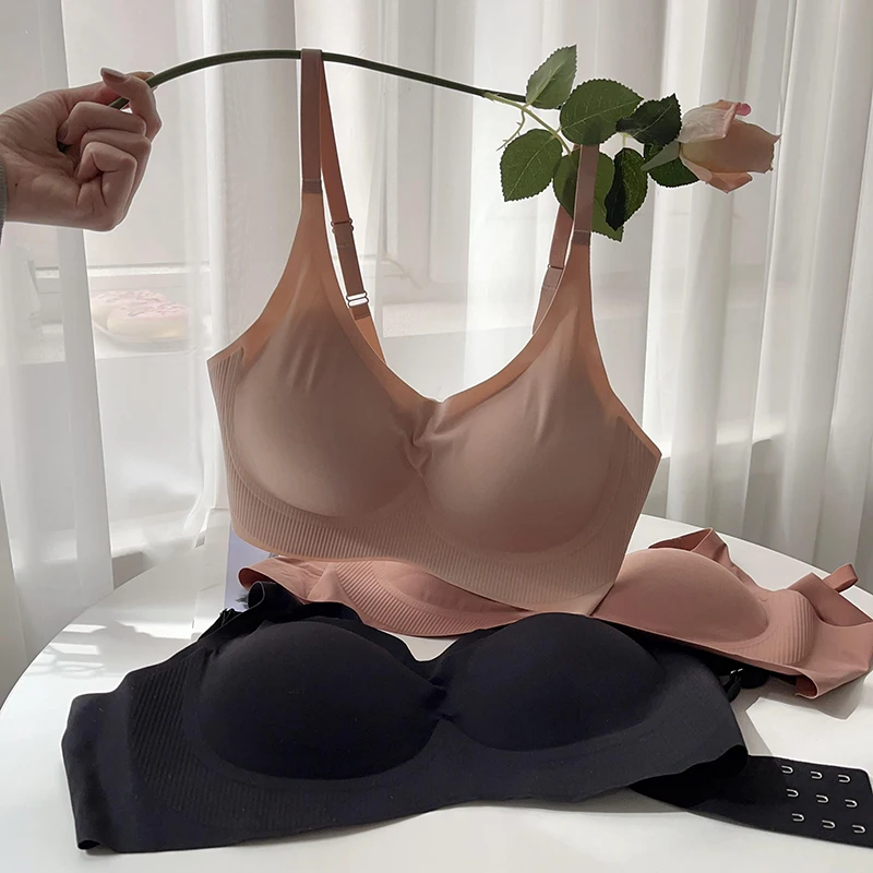 

Wirel Soft Support Sl Bra Women'S Comfortable Underwear Thin Design Wide Strap Can Remove V-Ne Full Cup