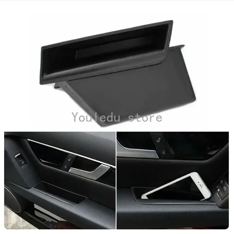 

1 Pair Car Storage Box Front Door Side Handle Armrest Storage Box For Benz C Class W204 08-14 2X Organizer Box Accessories