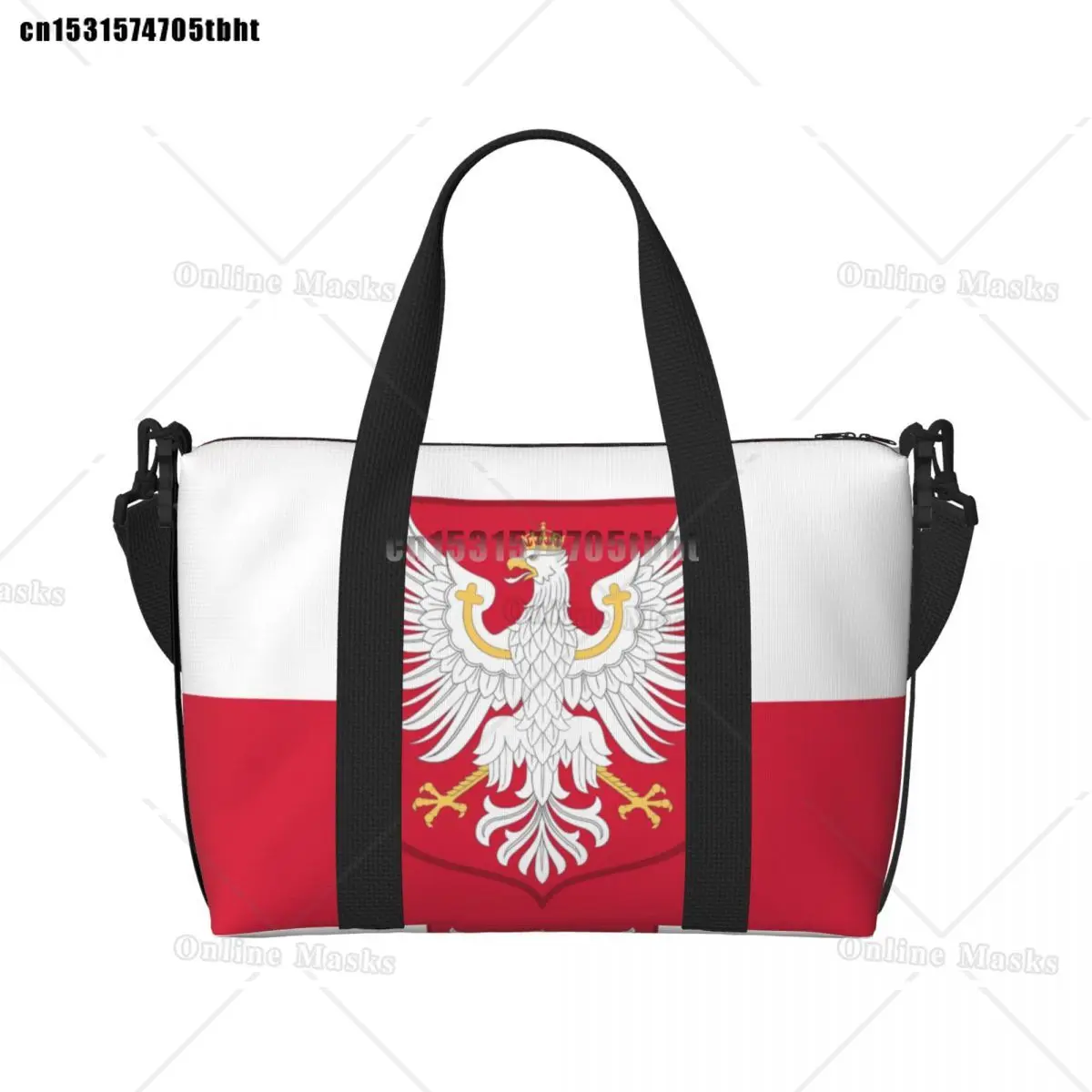 

Flag Of Poland Polska Eagle Beach Tote Bag Women Polish Patriotism Big Compartment Gym Beach Travel Bags