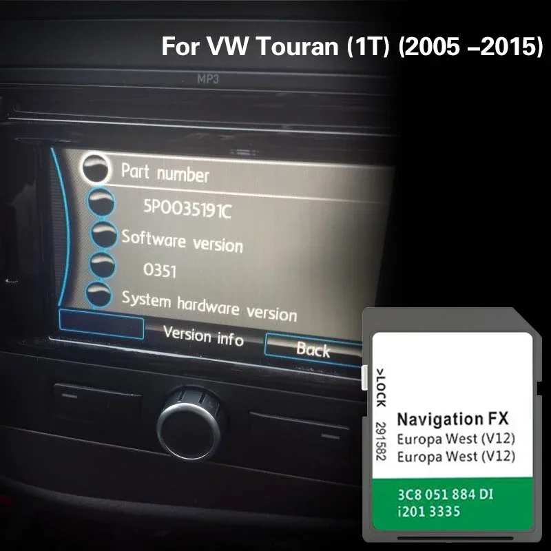 8GB FX V12 West for VW Touran (1T) (2005 -2015) Cover Germany Netherlands Sweden Vatican City Map GPS SD Card