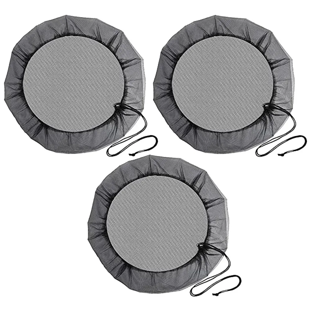 3Pcs Rain Bucket Net Cover Black Mesh Drawstring Rain Barrel Cover Outdoor Protective Filter Net Covers Water Barrel Screen