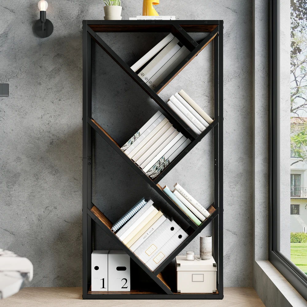 80×35×160 cm Baumregal-Standregal mit 8 Ebenen, platzsparendes Eckregal, Aufbewahrungsregal für Schlafzimmer, Wohnzimmer, Homeoffice, stabil, kippsicher, Bücherregal, Regal