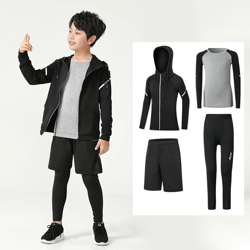 Abbigliamento da allenamento aderente per bambini Abbigliamento ad asciugatura rapida Set di tute da fitness sportive per basket da calcio per ragazzi 2025 Nuovo